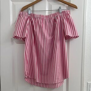 Pink Striped Off-Shoulder Top